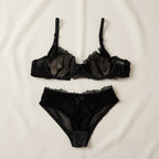 Semi-Sheer Embroidered Mesh Lingerie Set | Underwire Bra & Panty-11