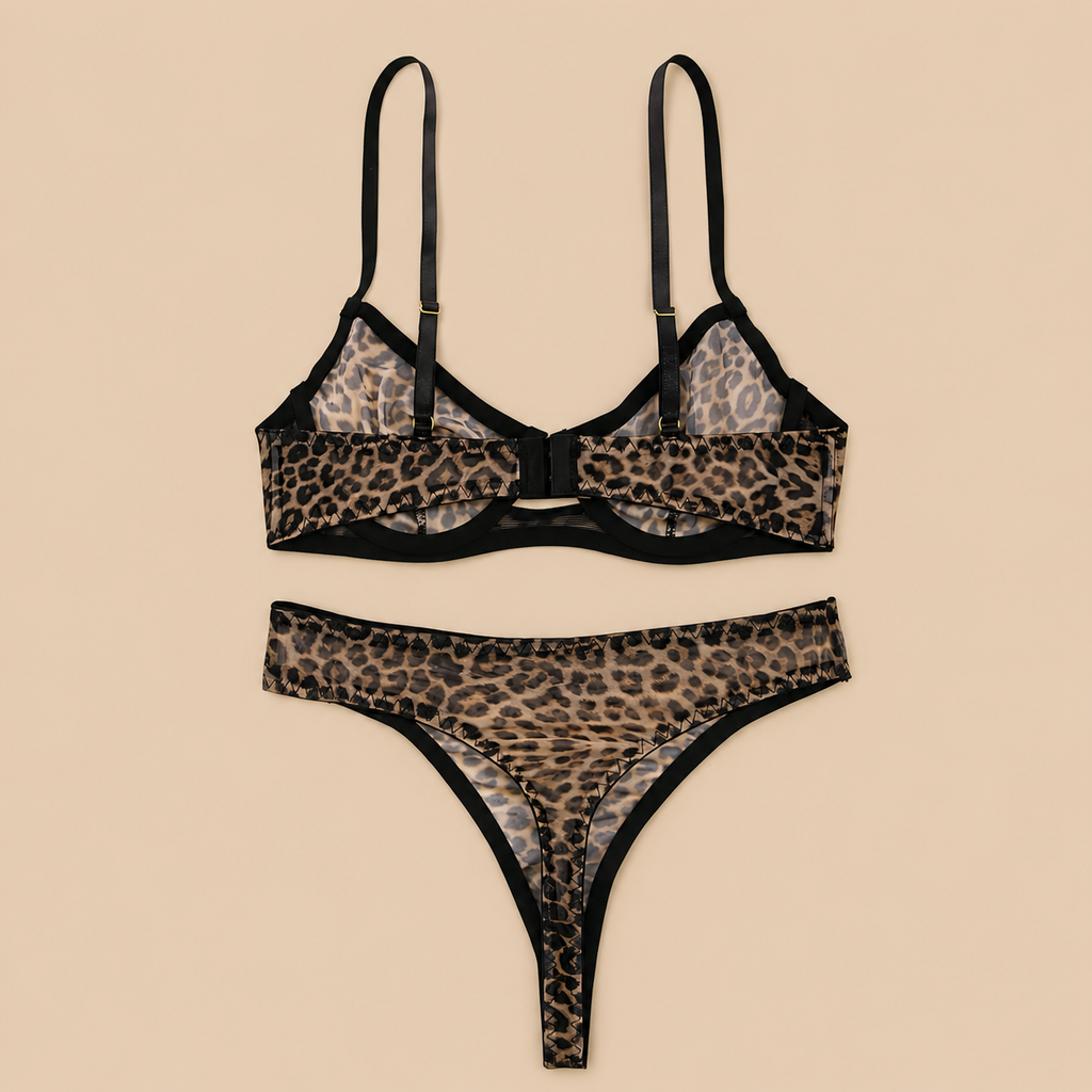 Wild Allure Sheer Leopard Mesh Lingerie Set-46