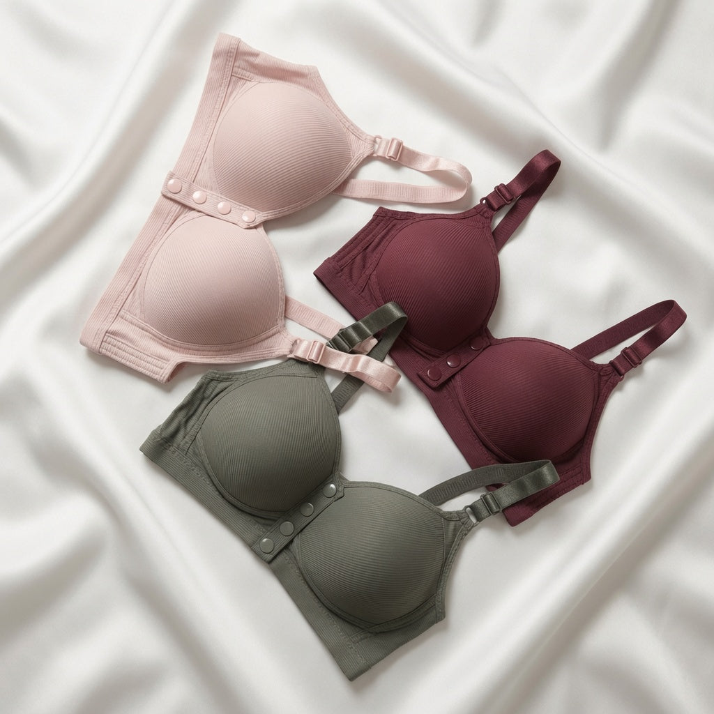 Ribbed Front-Button Bra-31