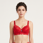 Elegant Floral Lace Contour Bra with Jewel Accent-06