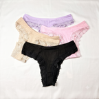 Cotton Lace Trim Thong-34