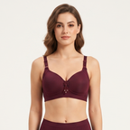 Ribbed Comfort Contour Bra with Floral Pendant-07