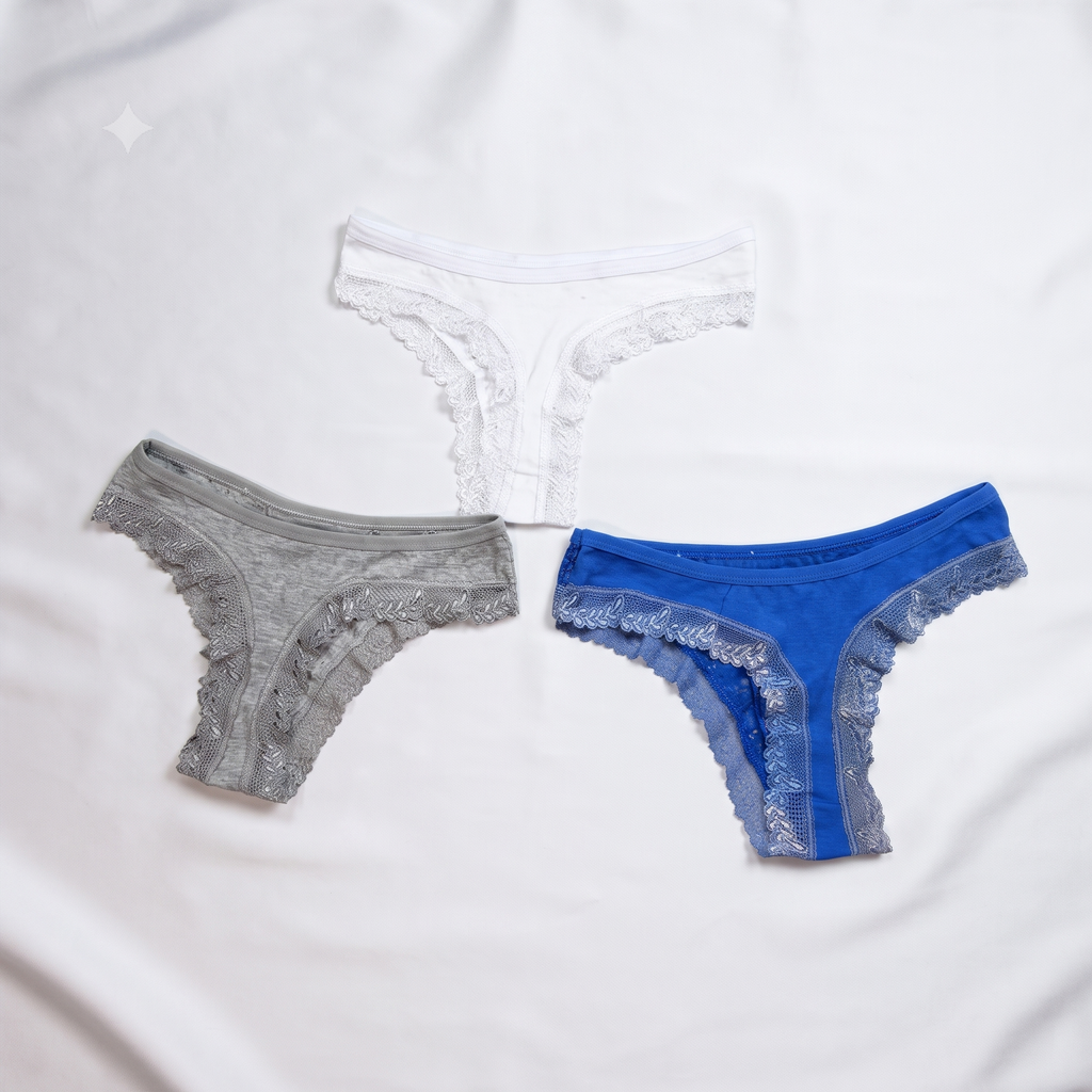 Cotton Lace Trim Thong-34