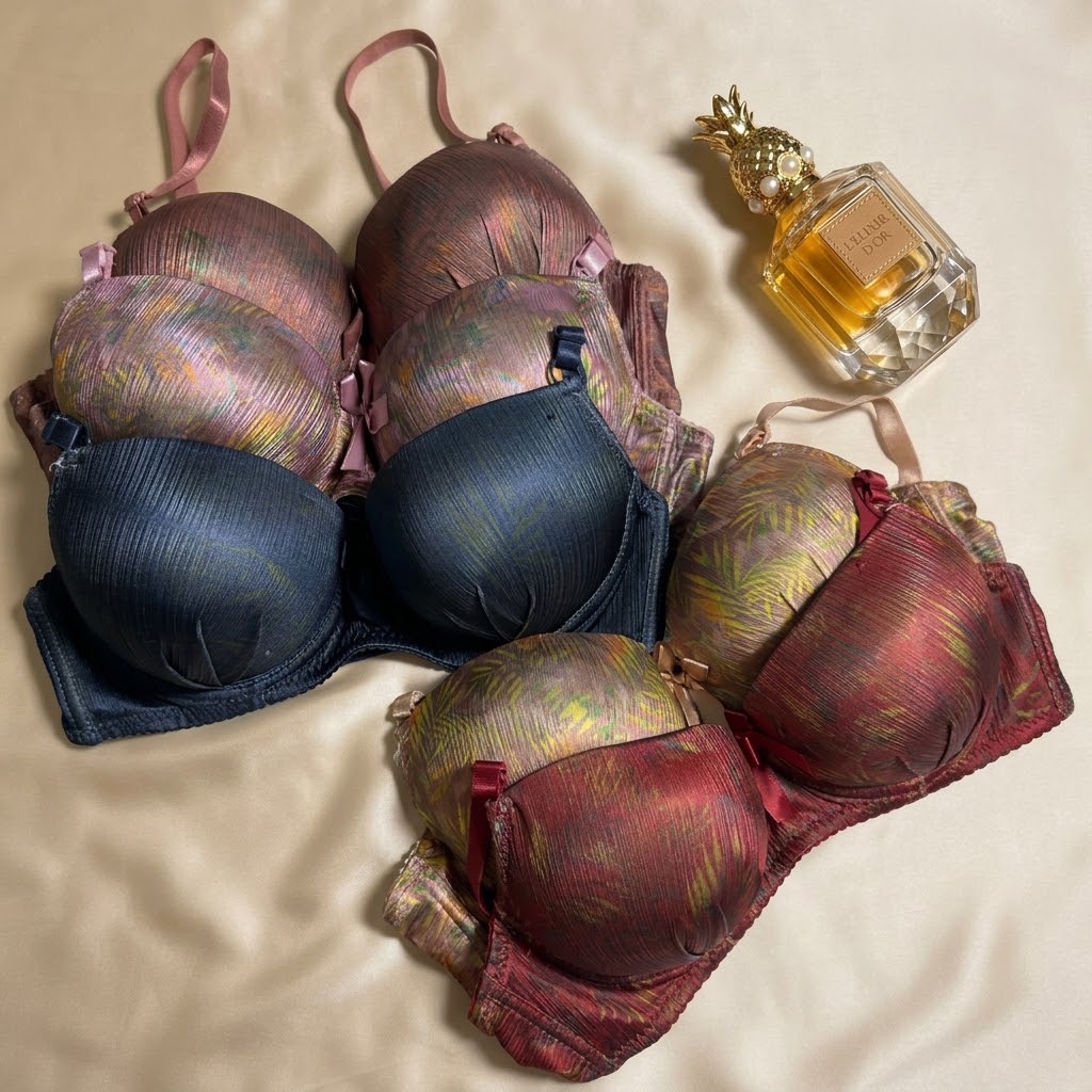 Metallic Sheen Pleated Padded Bra -65