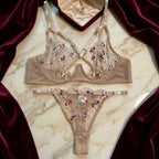 Embroidered Mesh Lace Lingerie Set -71