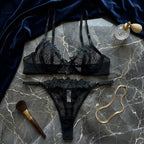 Embroidered Mesh Lace Lingerie Set -70