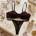 Heart Print Mesh Lingerie Set -69
