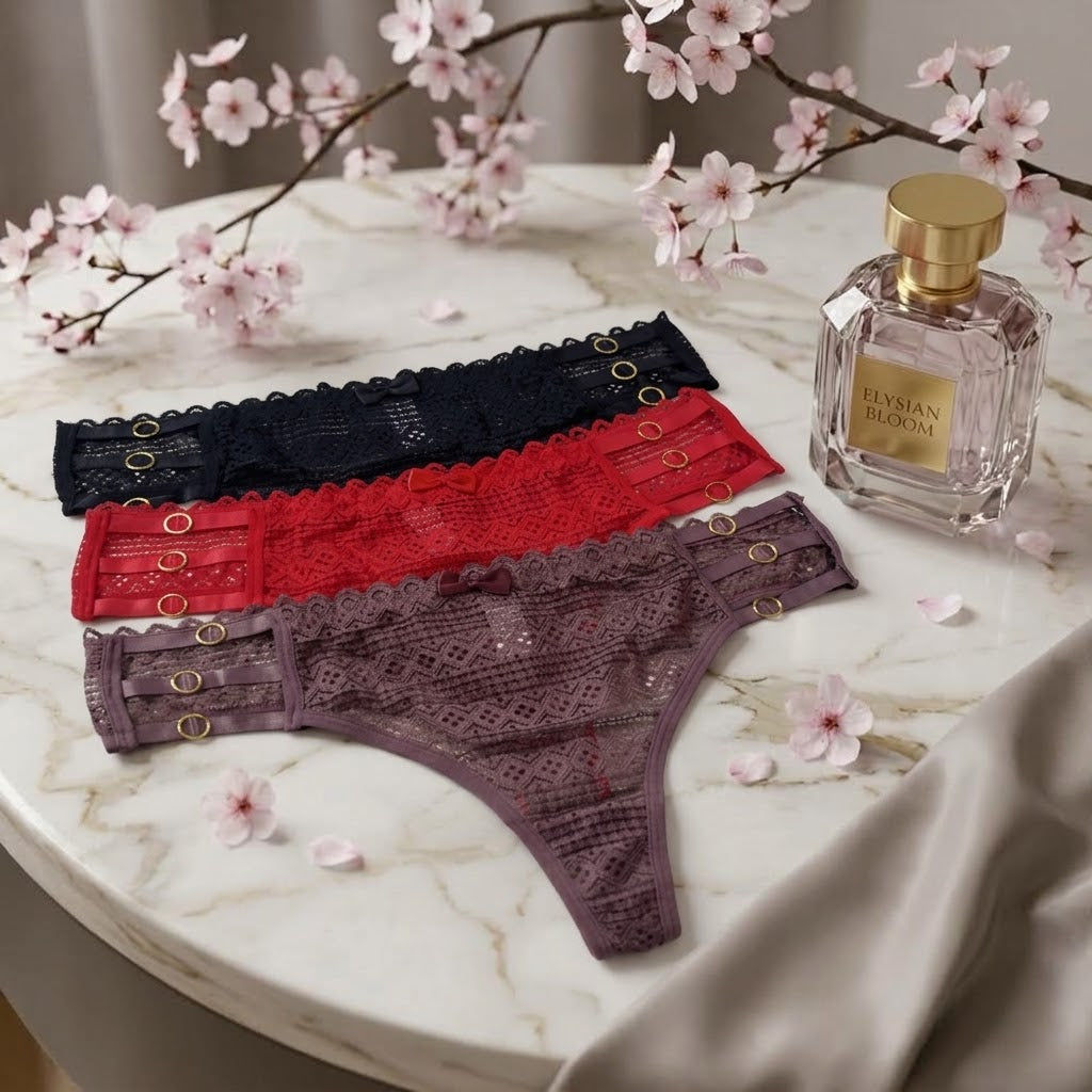 Lace Strap Detail Low-Rise Thong -53