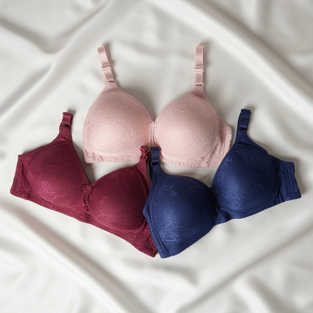 Textured Floral Contour Bra-27