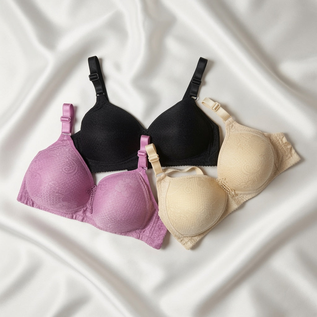 Textured Floral Contour Bra-27