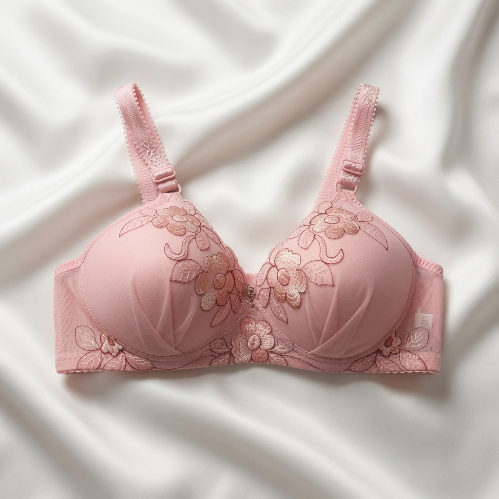 Floral Embroidered Contour Bra-29